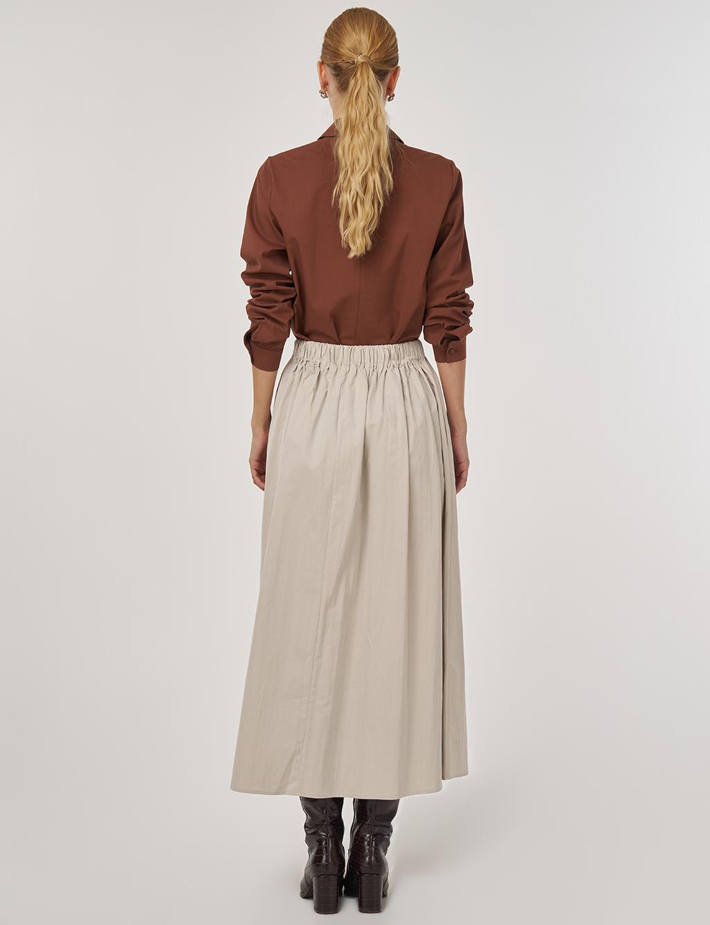 Cep Detaylı Çan Etek Bej
