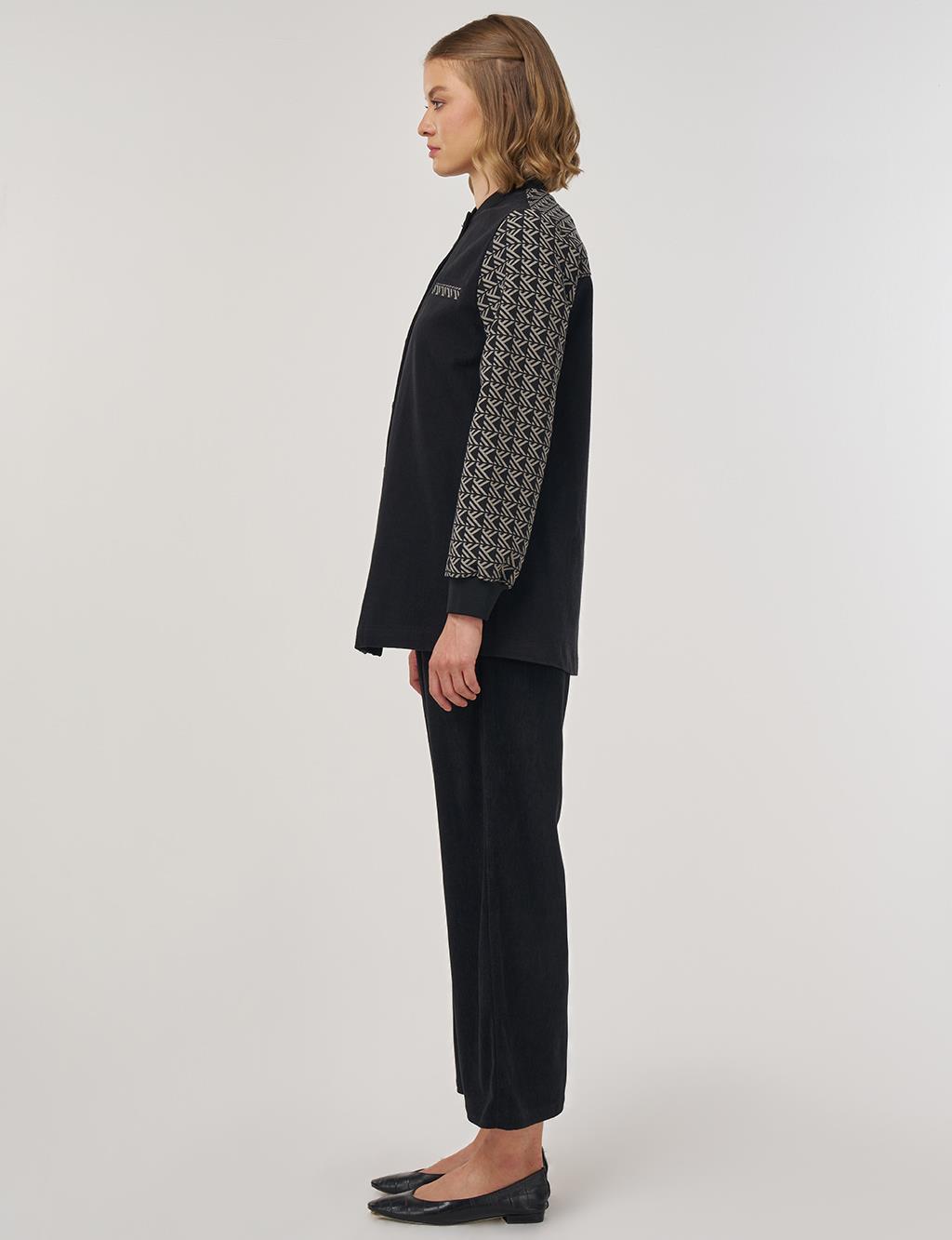 Monogrammed Collar Jacket Black