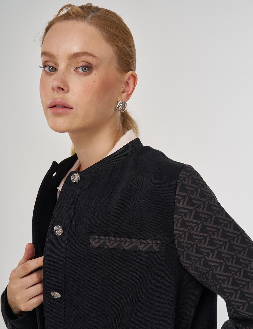 Monogrammed Collar Jacket Coffee