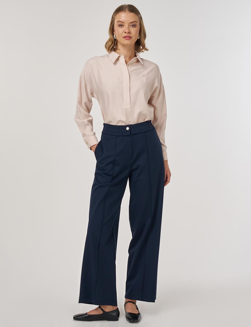 Relaxed-Fit Rayon Pants Dark Navy
