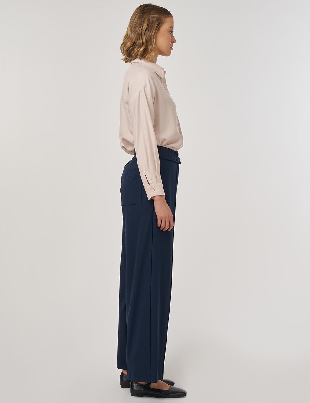 Relaxed-Fit Rayon Pants Dark Navy