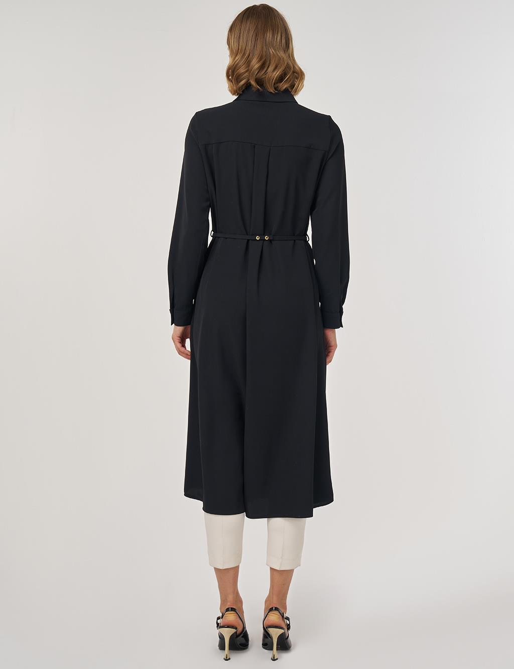 Pileli Uzun Tunik Siyah 