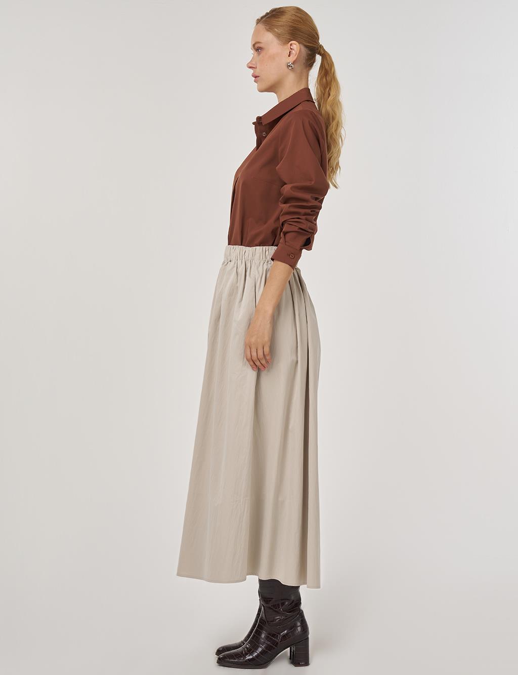 Cep Detaylı Çan Etek Bej