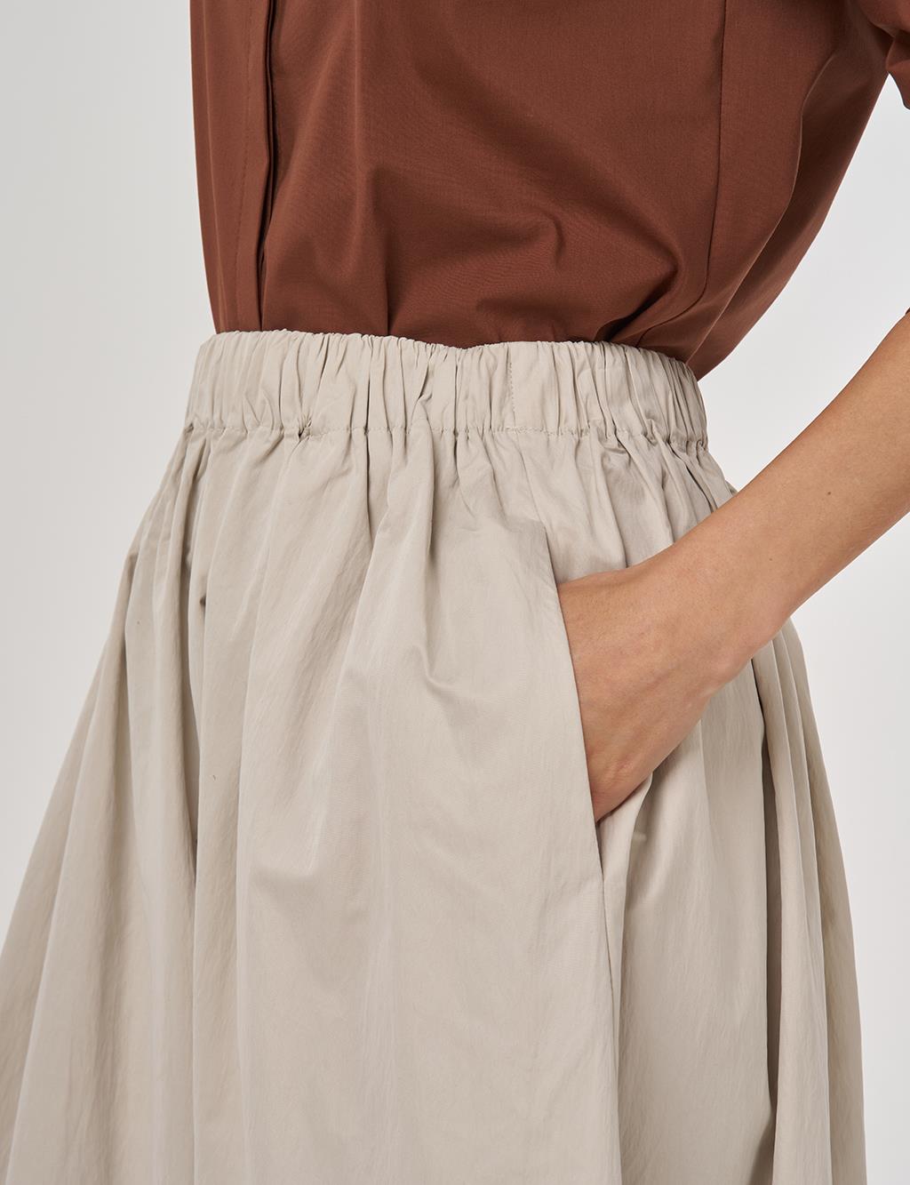 Cep Detaylı Çan Etek Bej