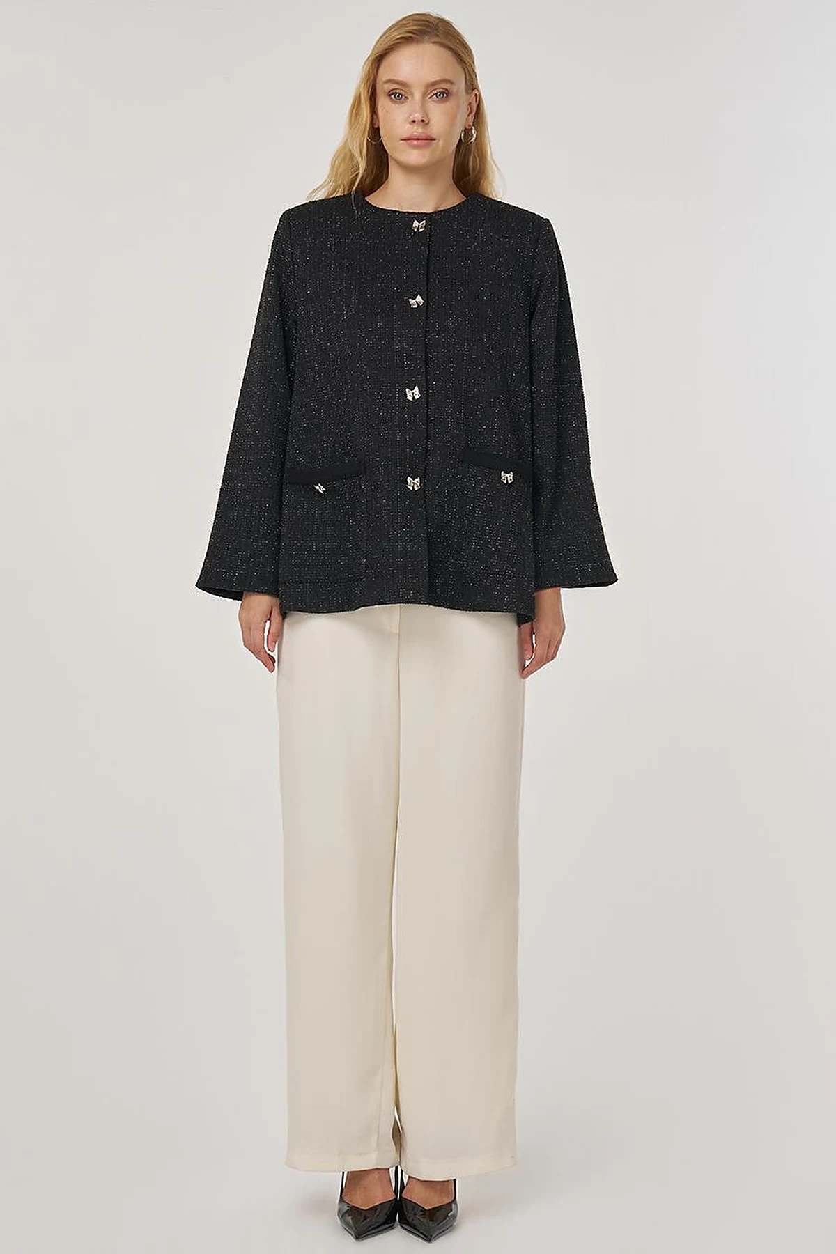 Button-Detailed Jacket Black