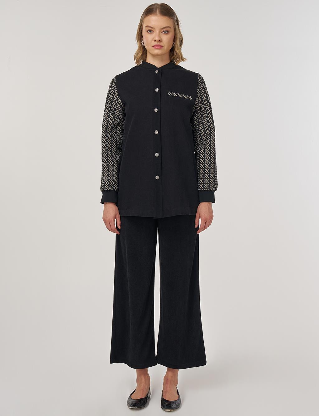 Monogrammed Collar Jacket Black