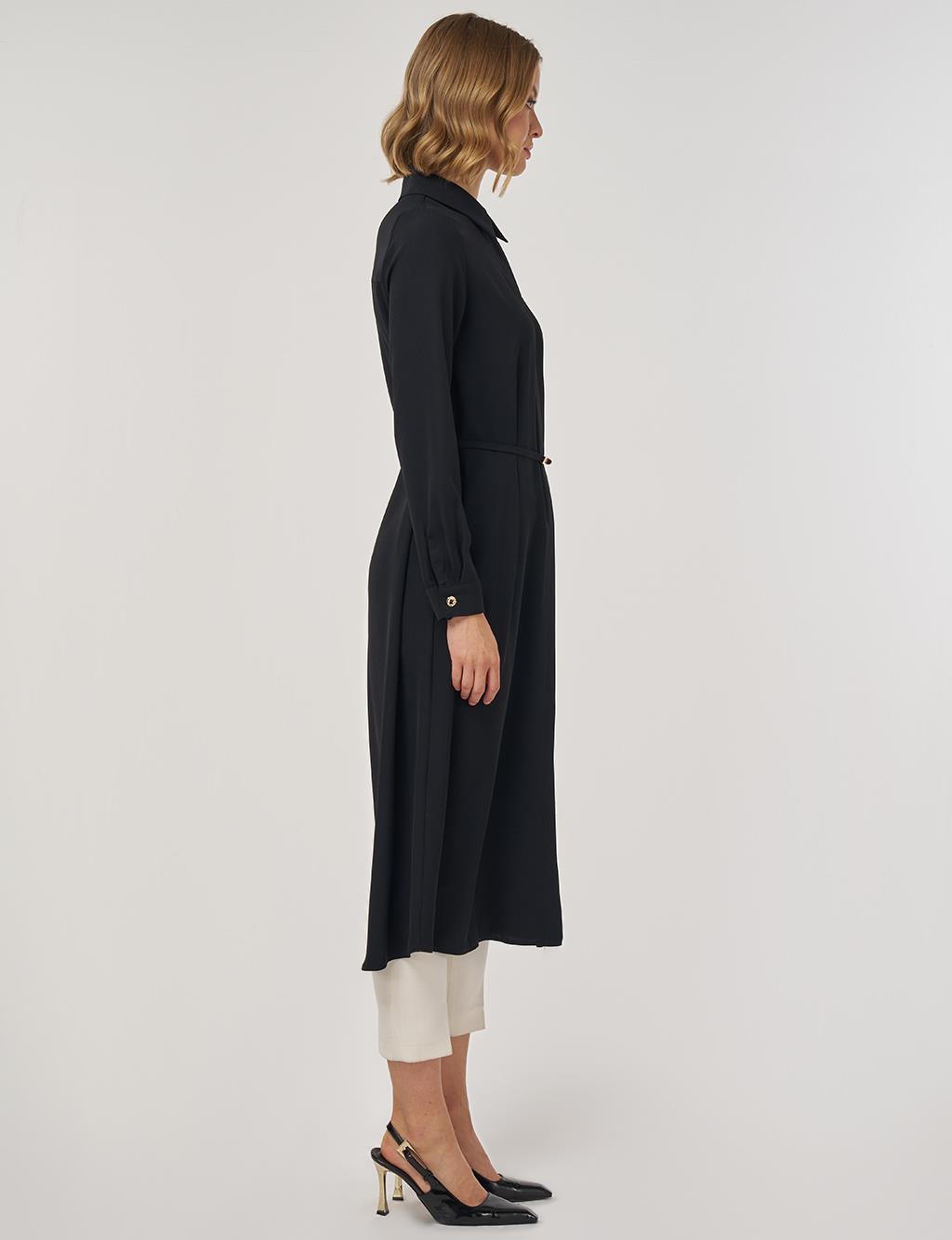 Pileli Uzun Tunik Siyah 