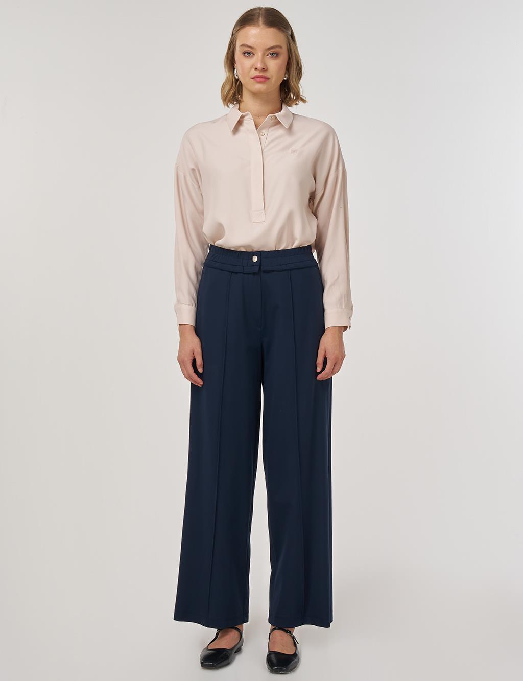 Relaxed-Fit Rayon Pants Dark Navy