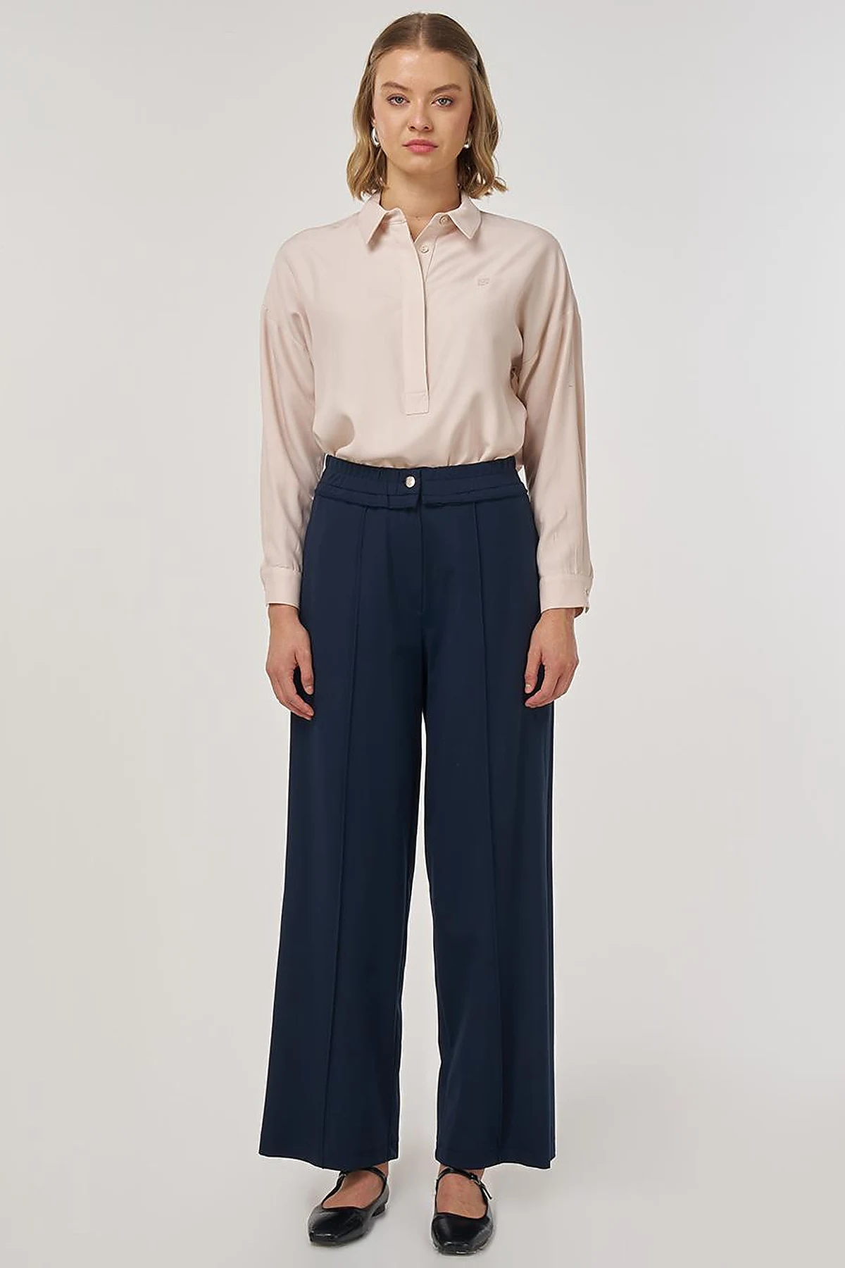 Relaxed-Fit Rayon Pants Dark Navy
