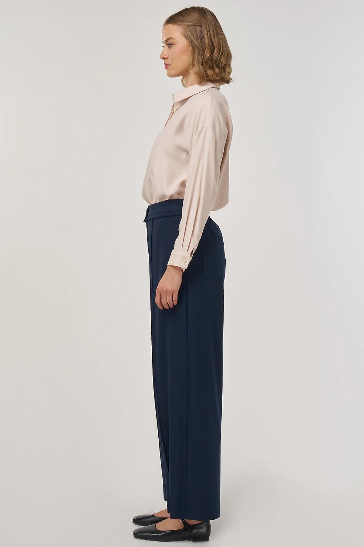 Relaxed-Fit Rayon Pants Dark Navy