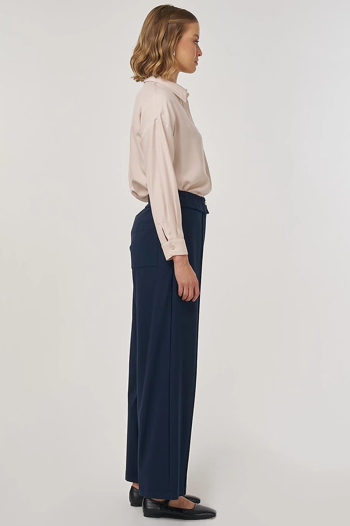 Relaxed-Fit Rayon Pants Dark Navy
