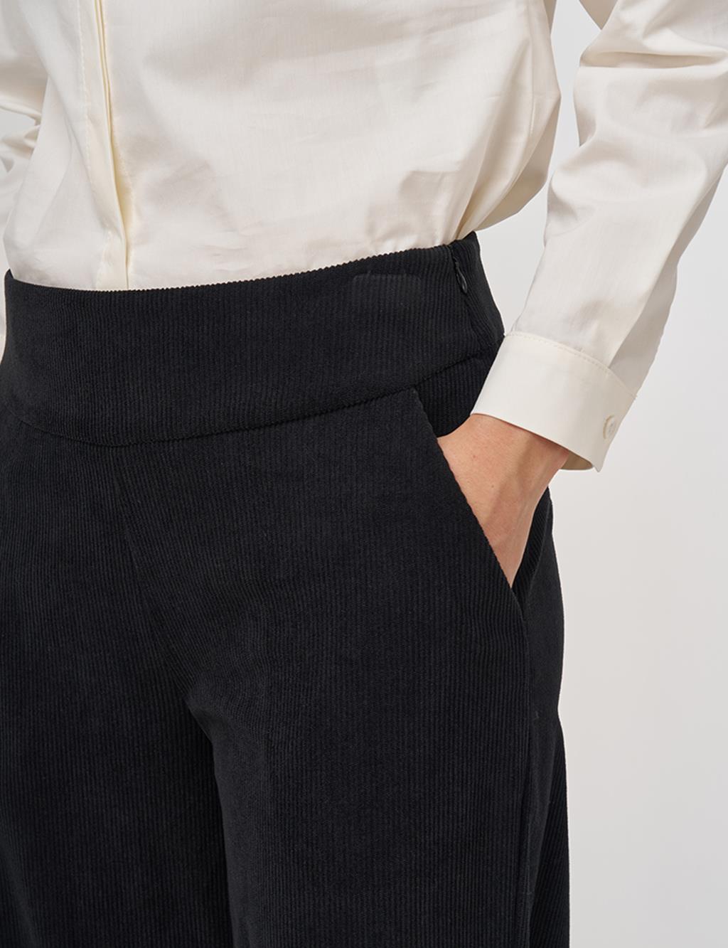 Velvet Pants with Pocket Detail in Black