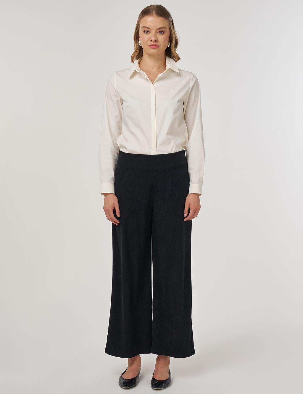 Velvet Pants with Pocket Detail in Black