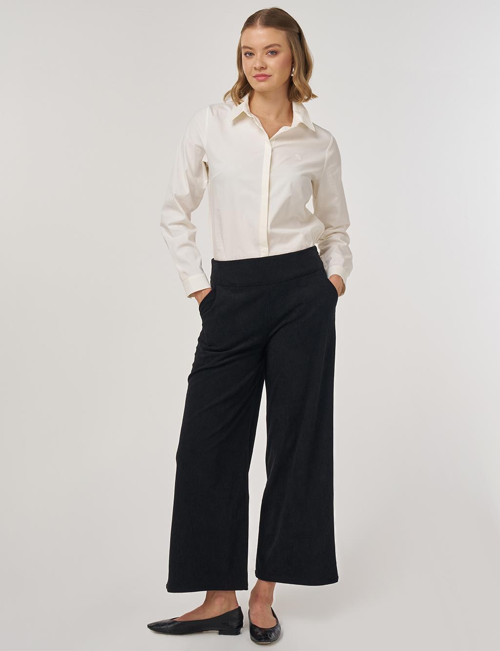Velvet Pants with Pocket Detail in Black