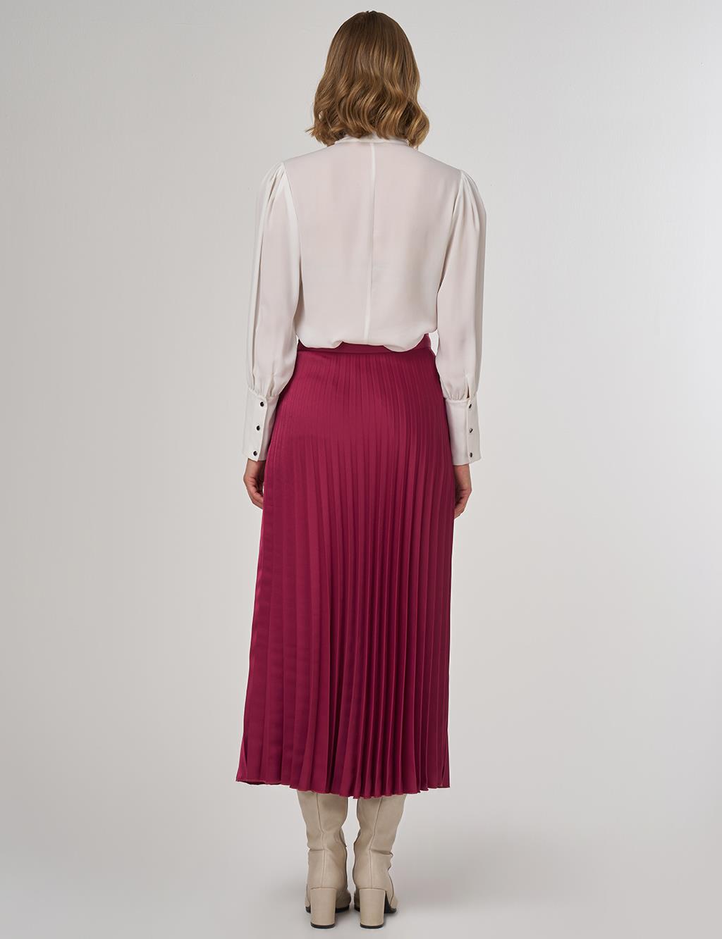 Pleated Satin Skirt Cherry