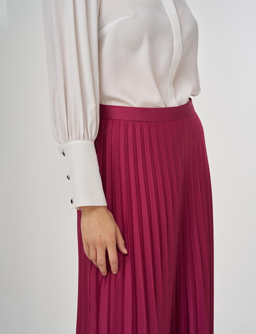 Pleated Satin Skirt Cherry
