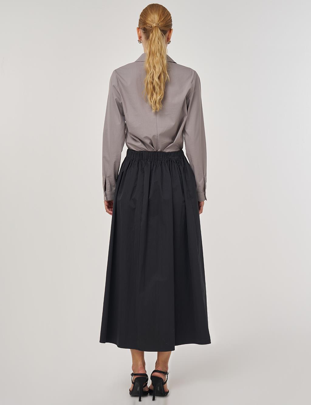 Pocket-Detailed A-Line Skirt Black