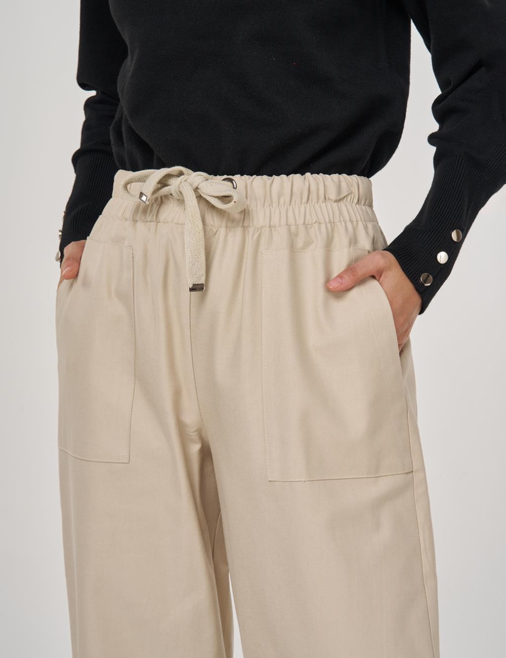 Torba Cepli Rahat Kesim Pantolon Bej