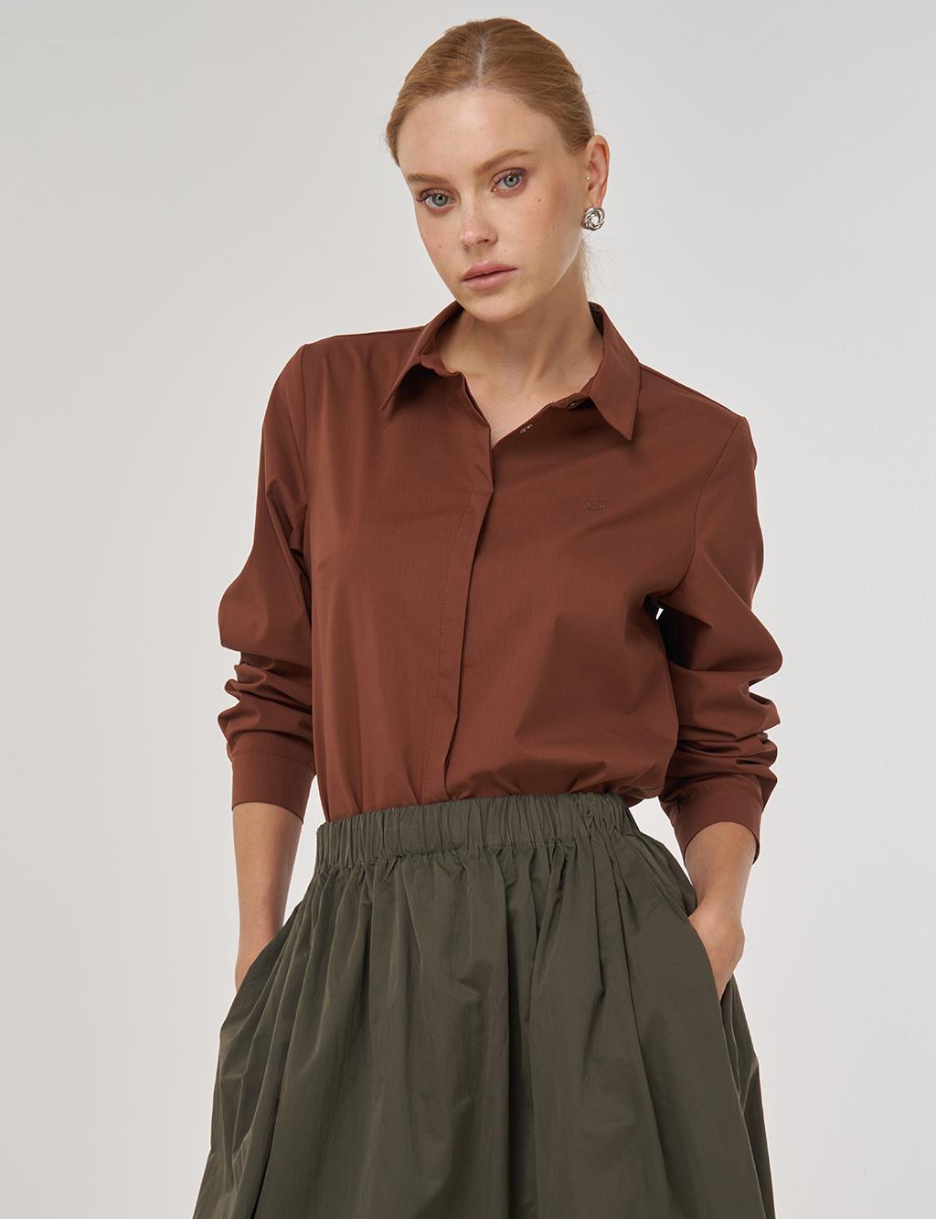 Pocket-Detailed A-Line Skirt Khaki