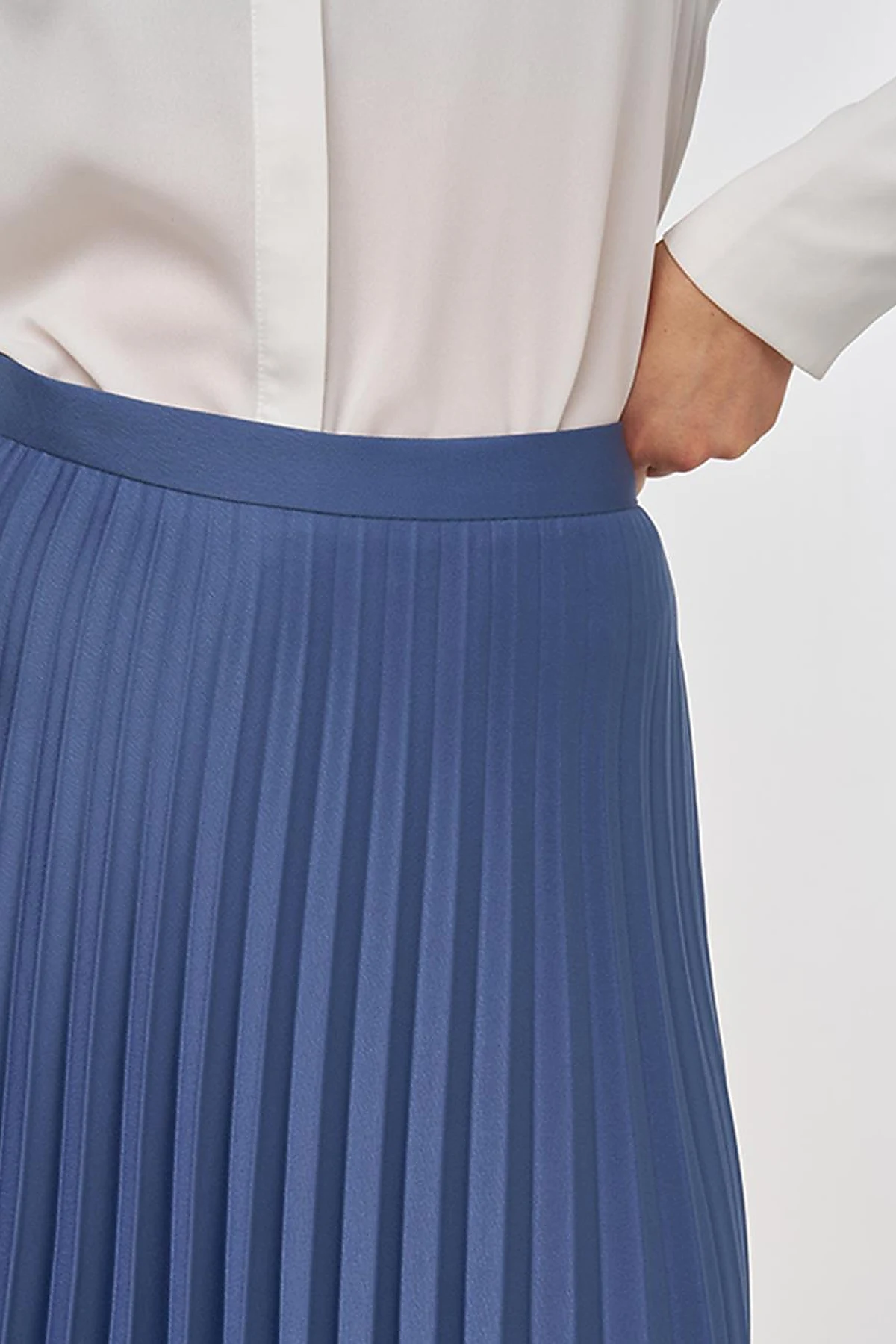 Pleated Satin Skirt Indigo