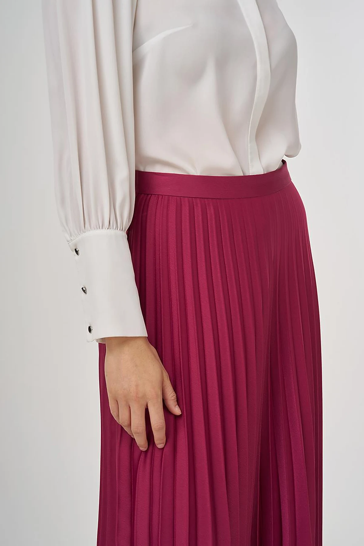 Pleated Satin Skirt Cherry
