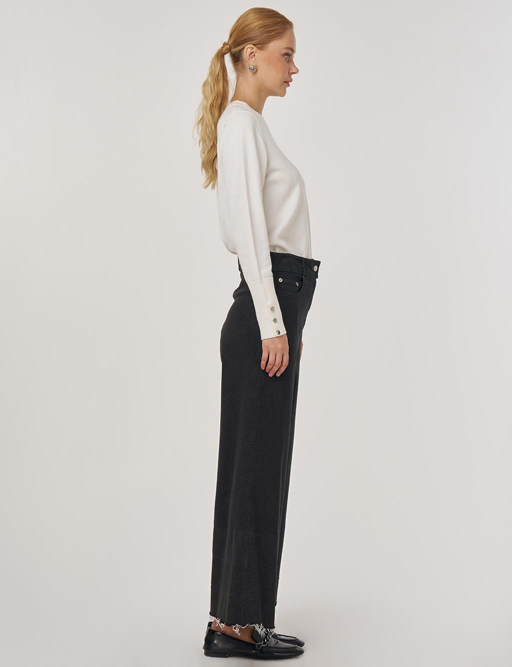 Pocket Detail Marine Fit Denim Pants Black