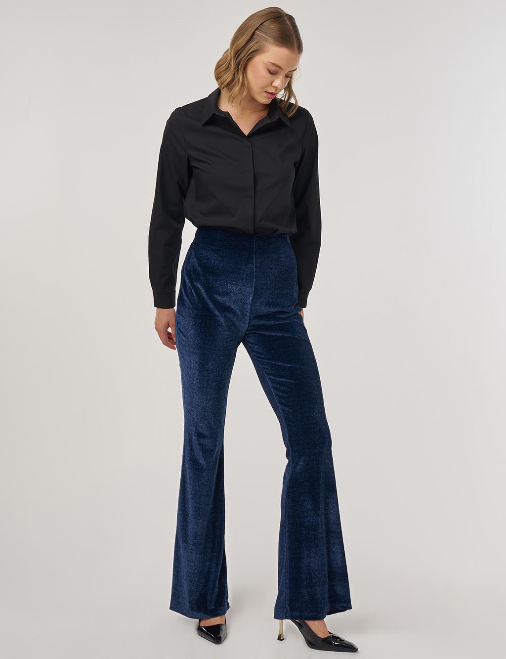 Flared Velvet Pants Navy