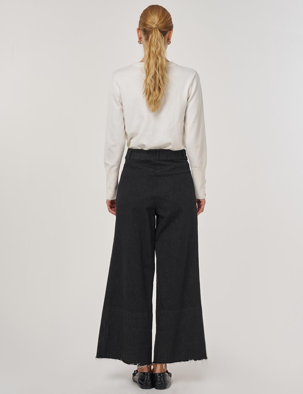 Pocket Detail Marine Fit Denim Pants Black