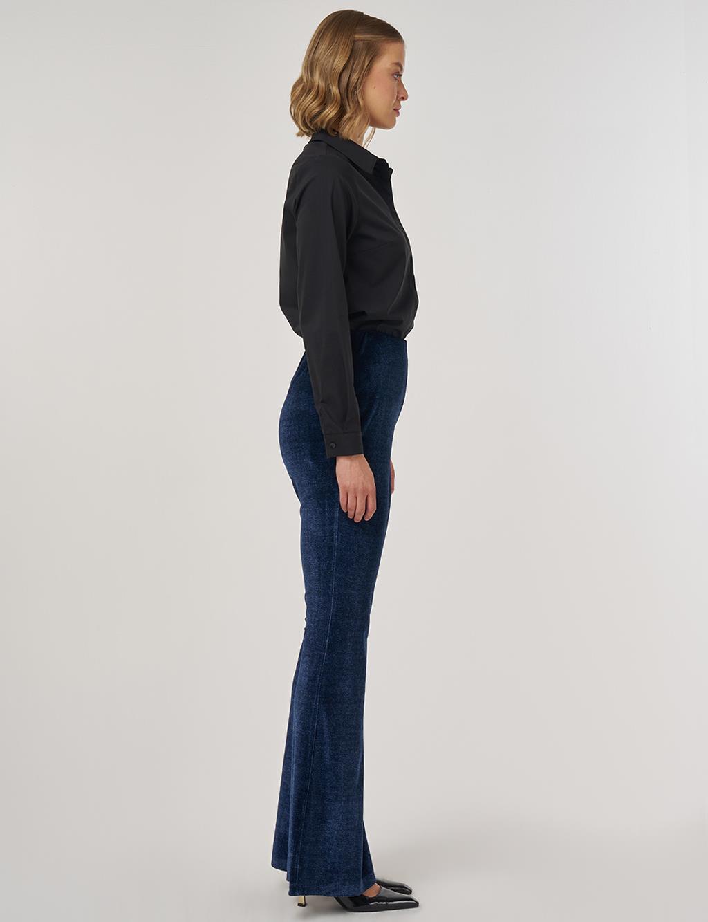 Flared Velvet Pants Navy