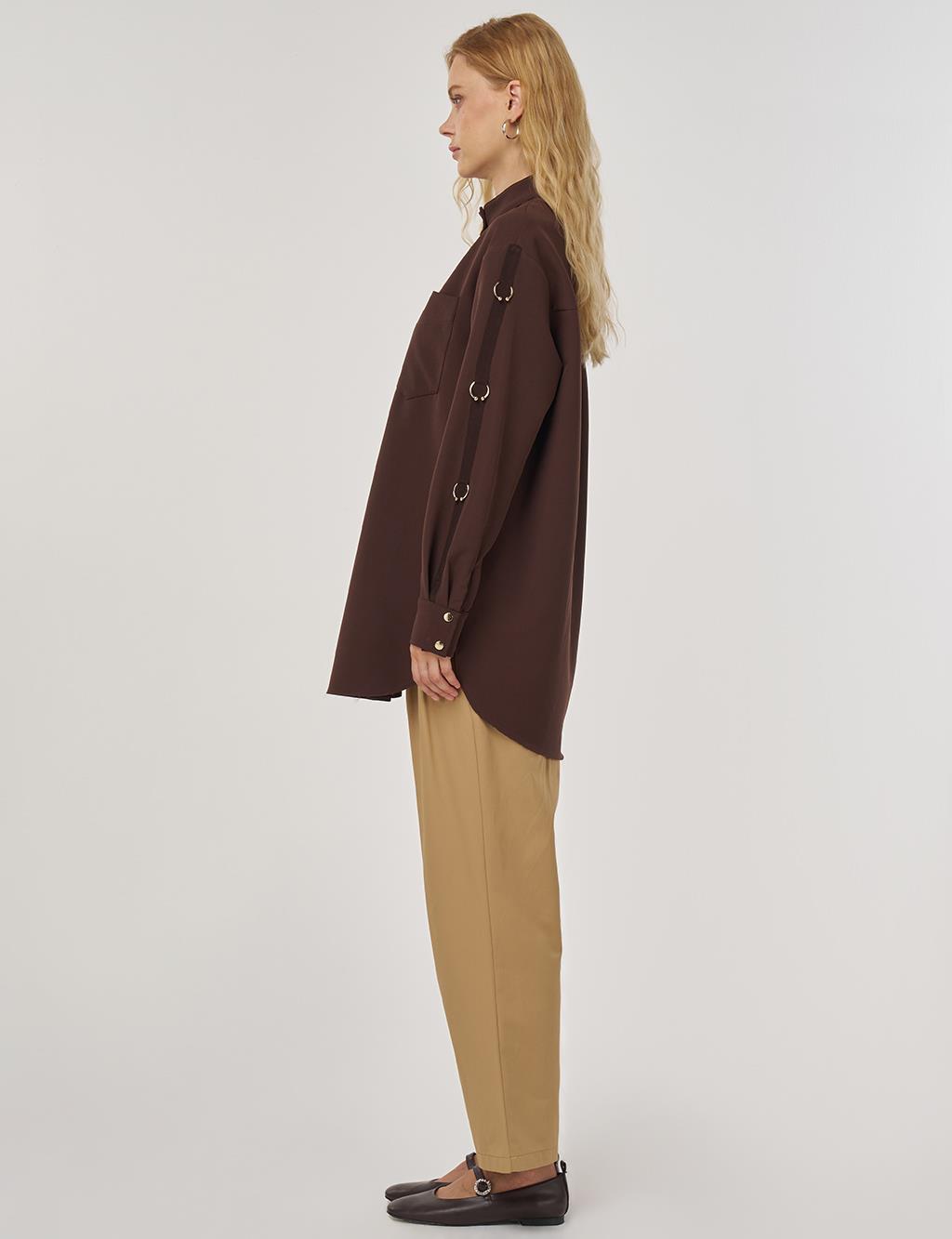 Metal Accessory Detail Tunic Dark Brown
