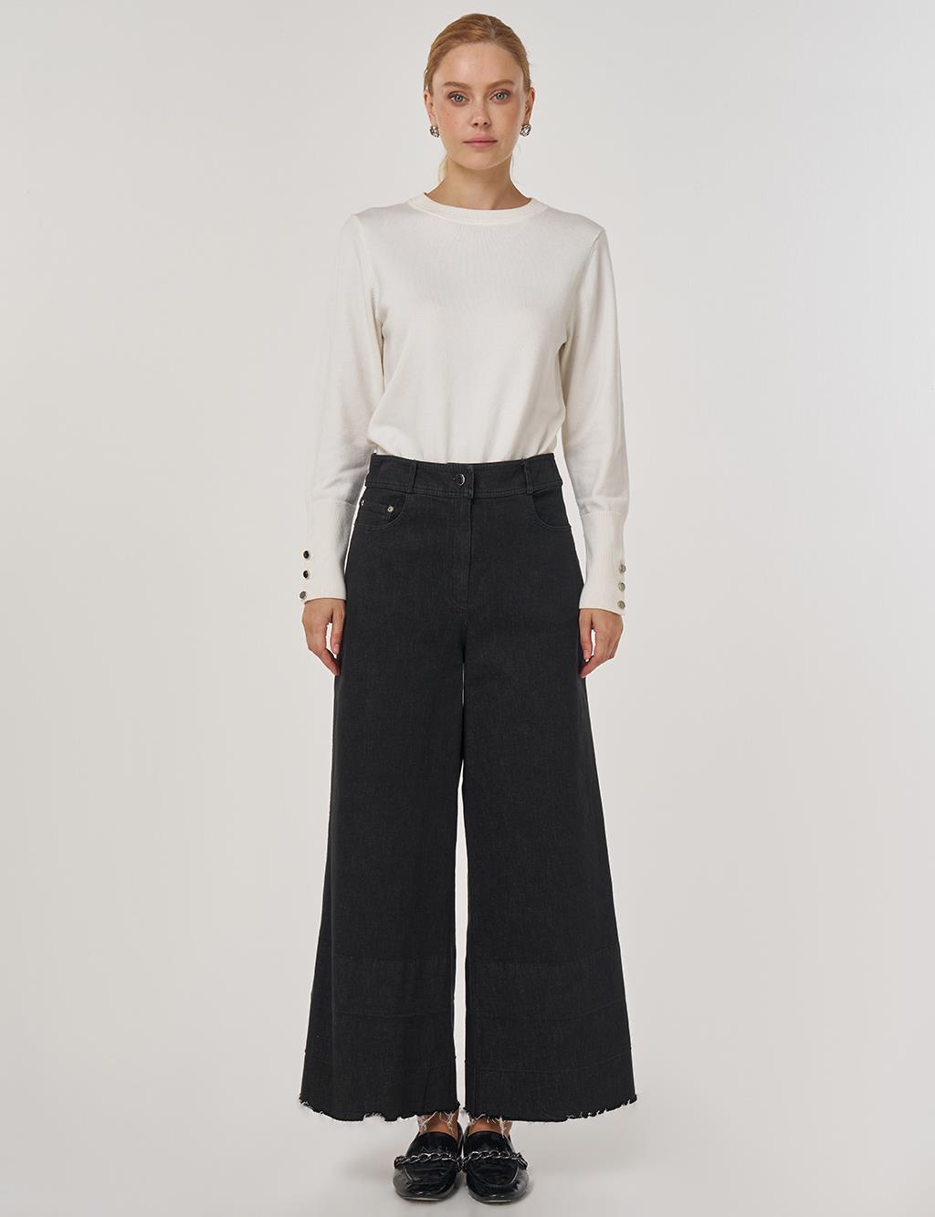 Pocket Detail Marine Fit Denim Pants Black