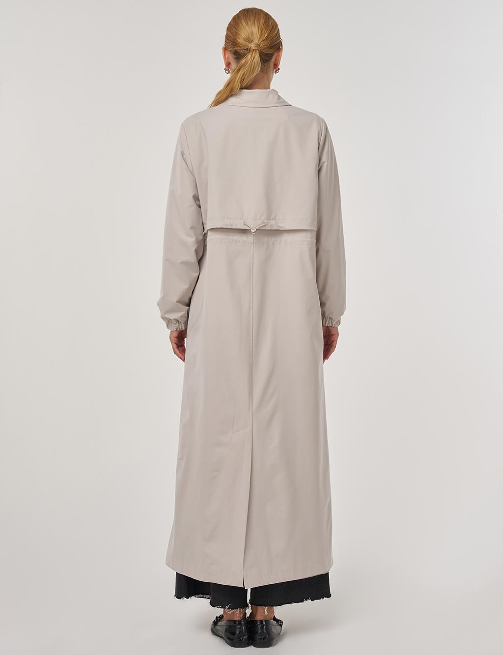 Drawstring Waist Overcoat Stone