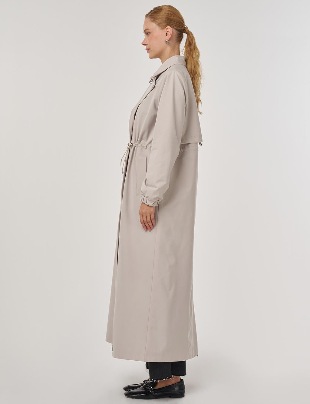 Drawstring Waist Overcoat Stone