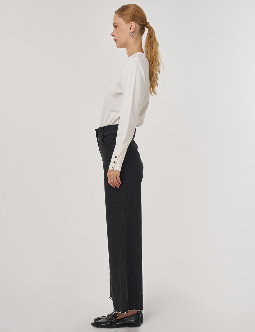 Pocket Detail Marine Fit Denim Pants Black