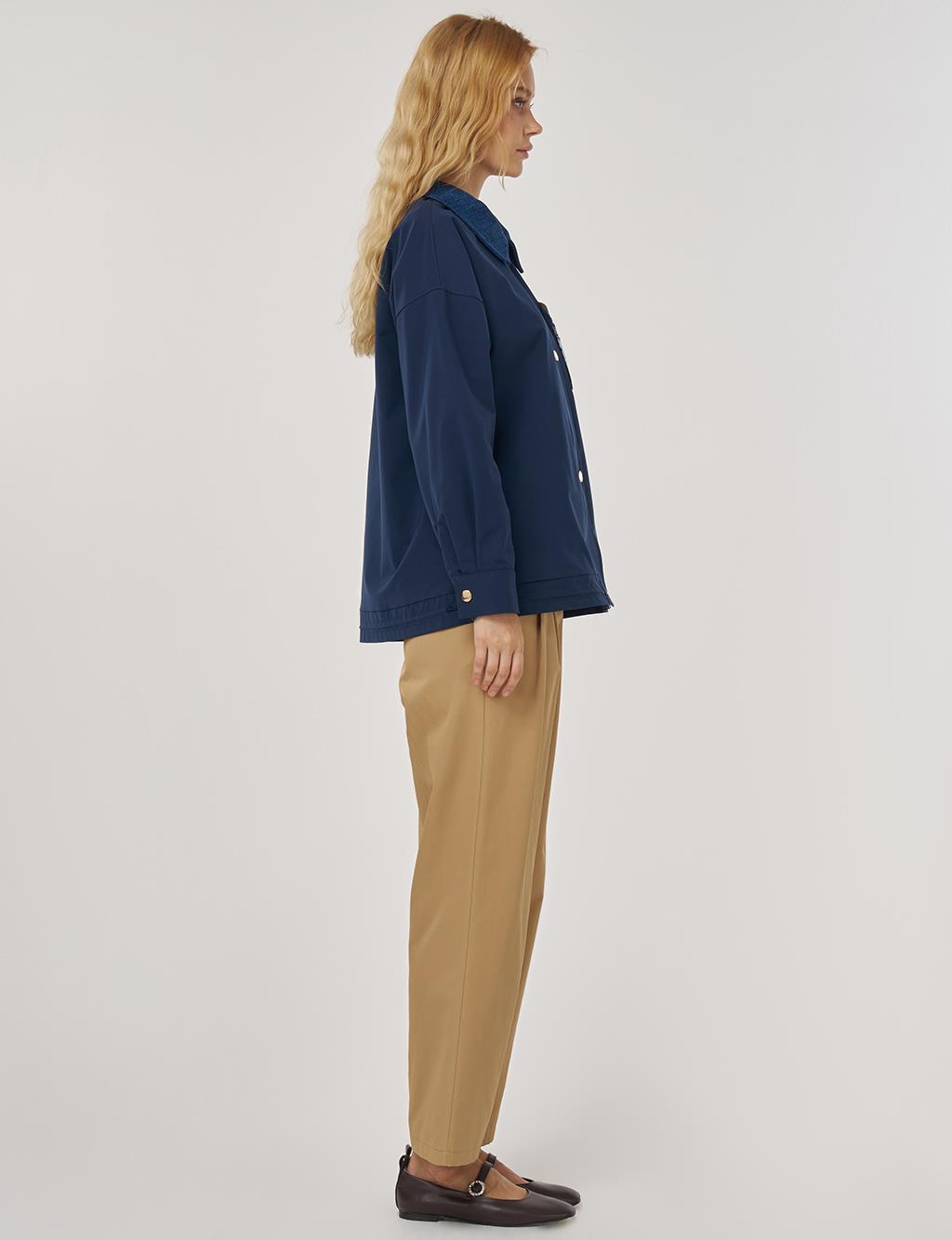 Embroidered Short Jacket – Dark Navy 