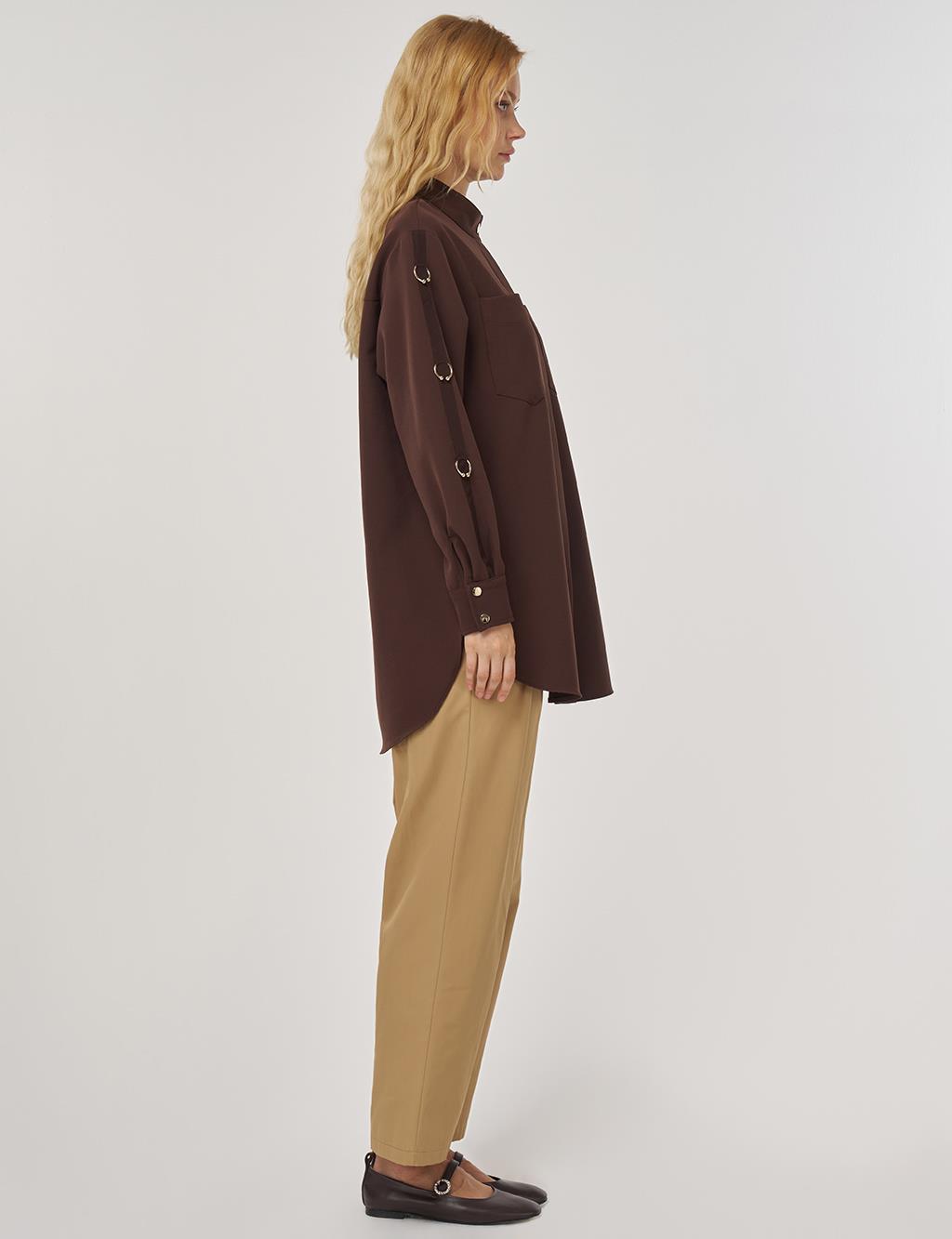 Metal Accessory Detail Tunic Dark Brown