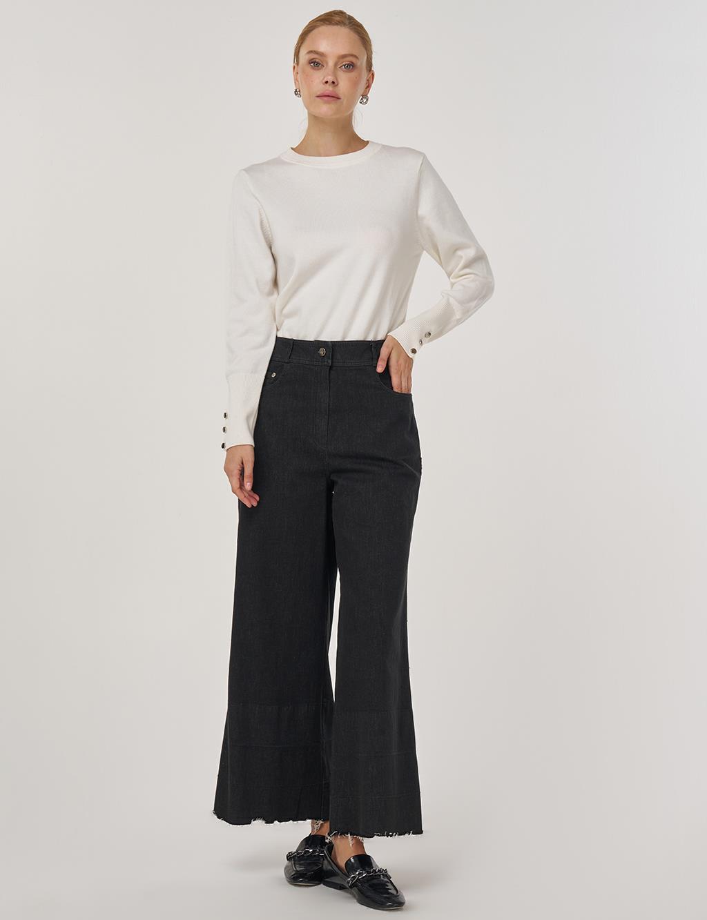 Pocket Detail Marine Fit Denim Pants Black