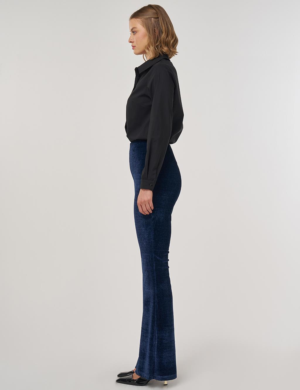 Flared Velvet Pants Navy