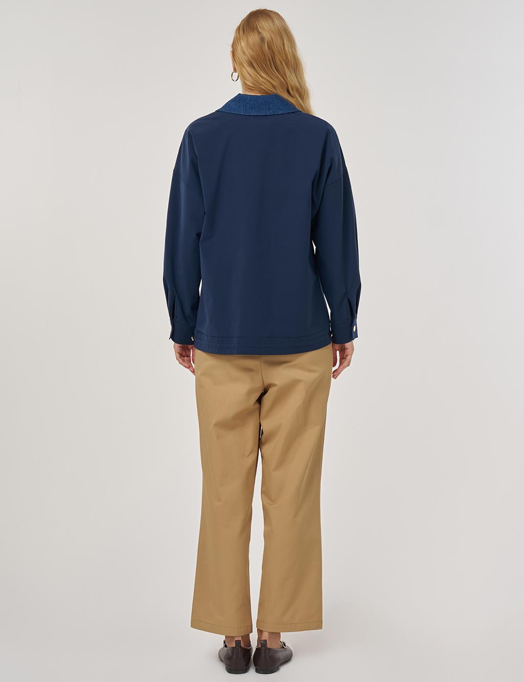 Embroidered Short Jacket – Dark Navy 