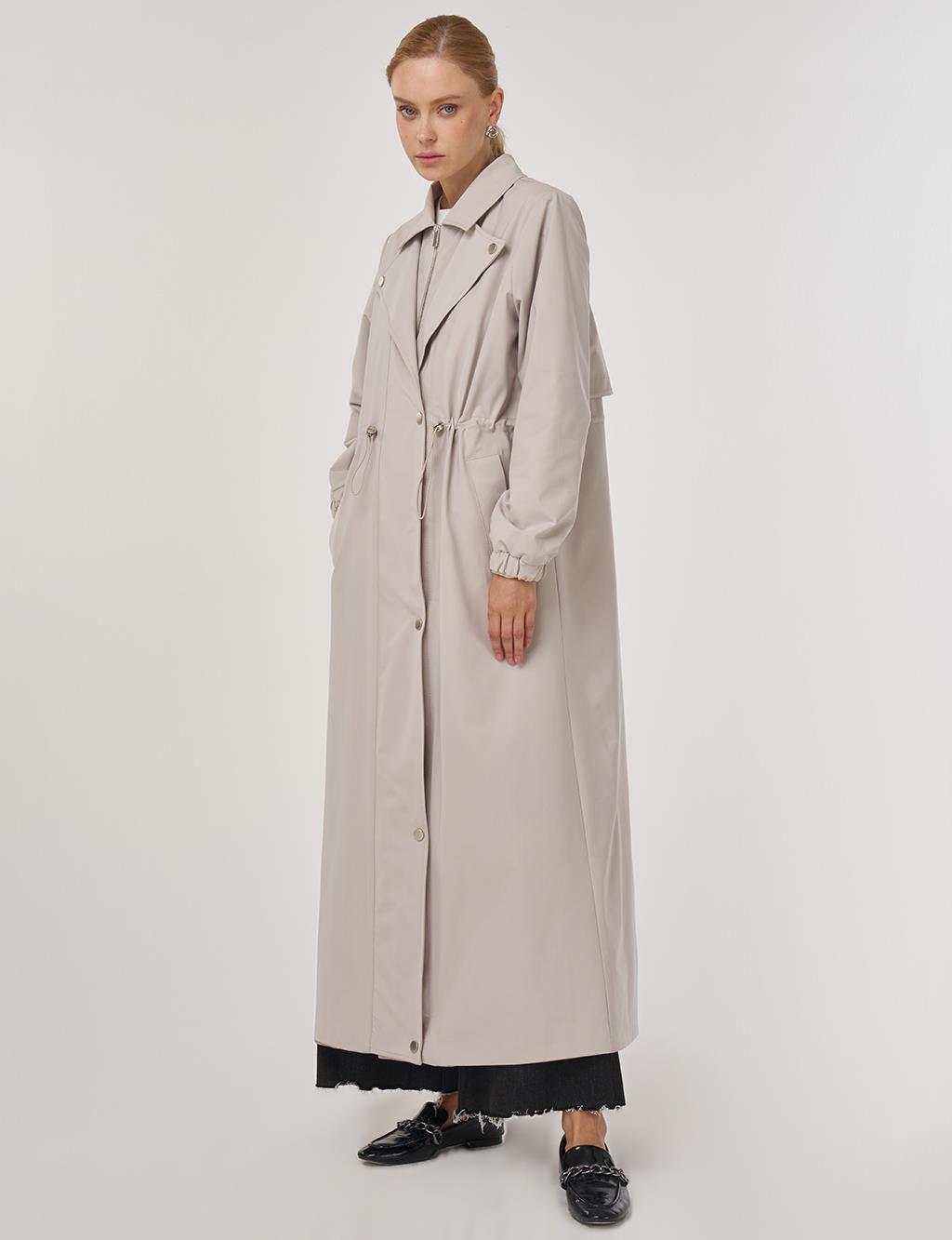 Drawstring Waist Overcoat Stone