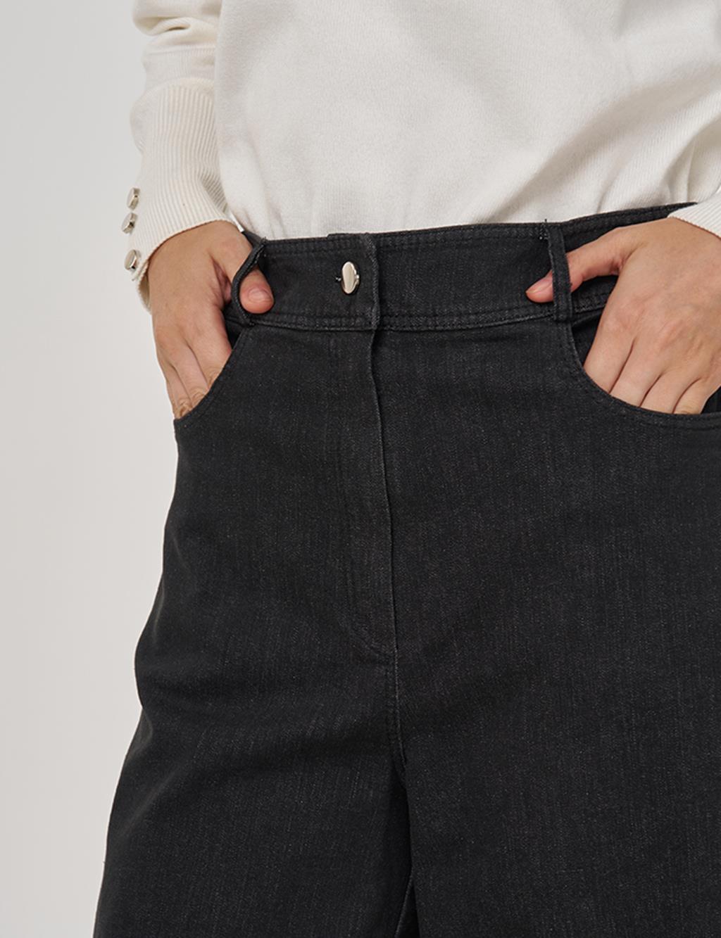 Pocket Detail Marine Fit Denim Pants Black