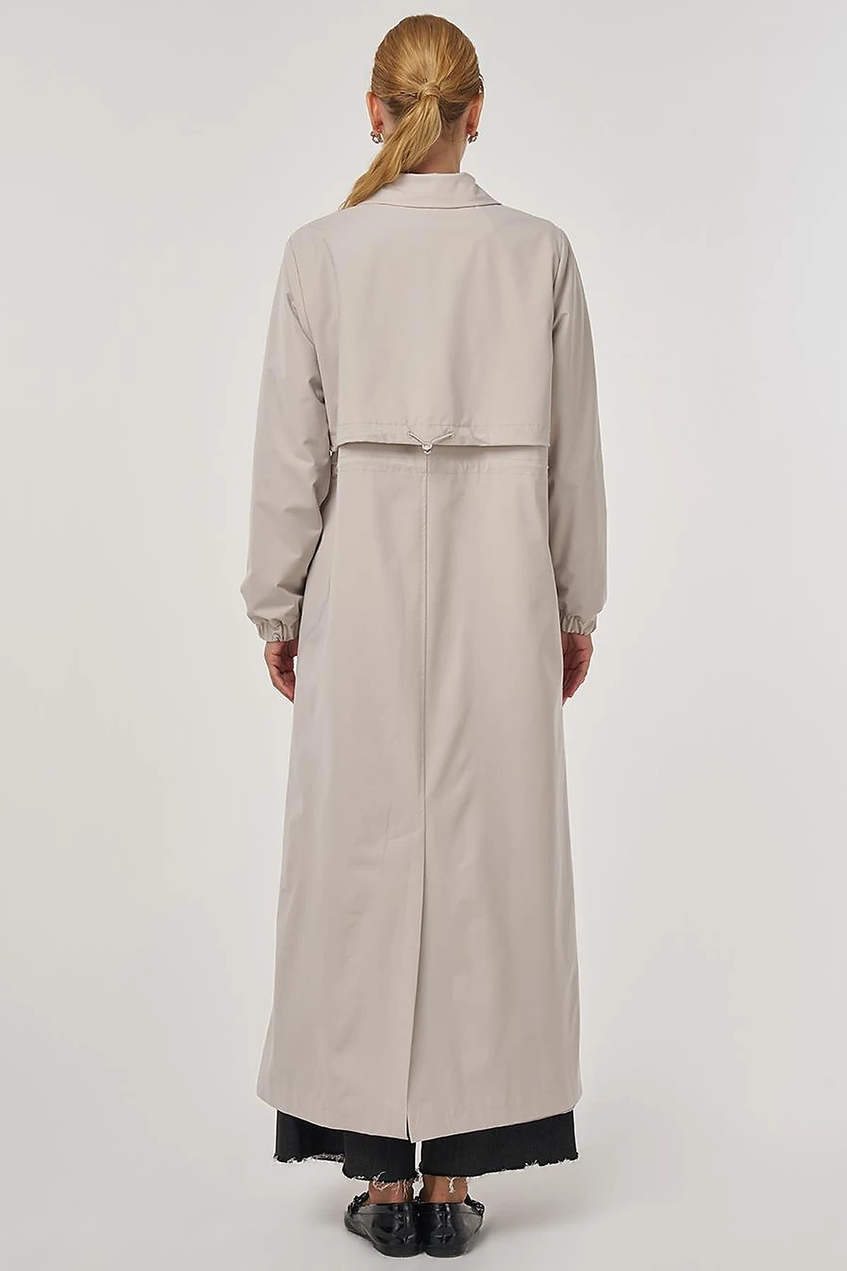 Drawstring Waist Overcoat Stone