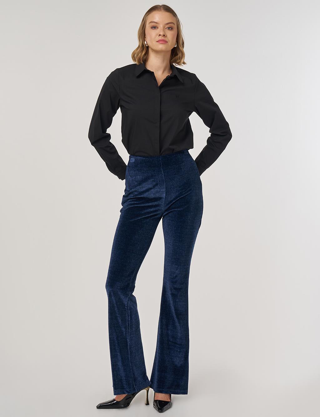 Flared Velvet Pants Navy