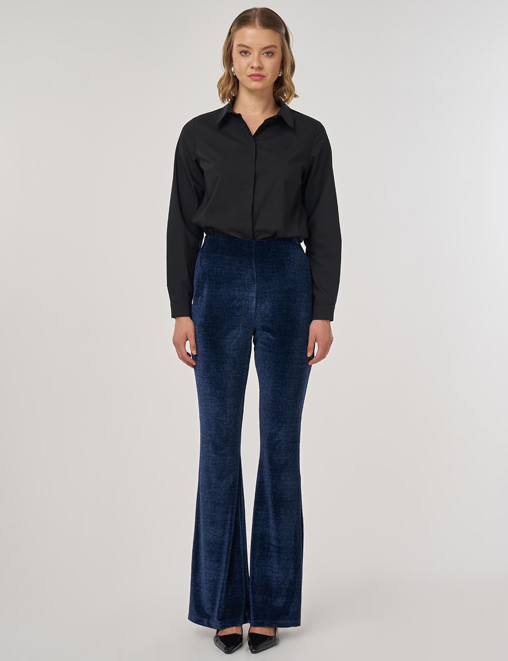 Flared Velvet Pants Navy