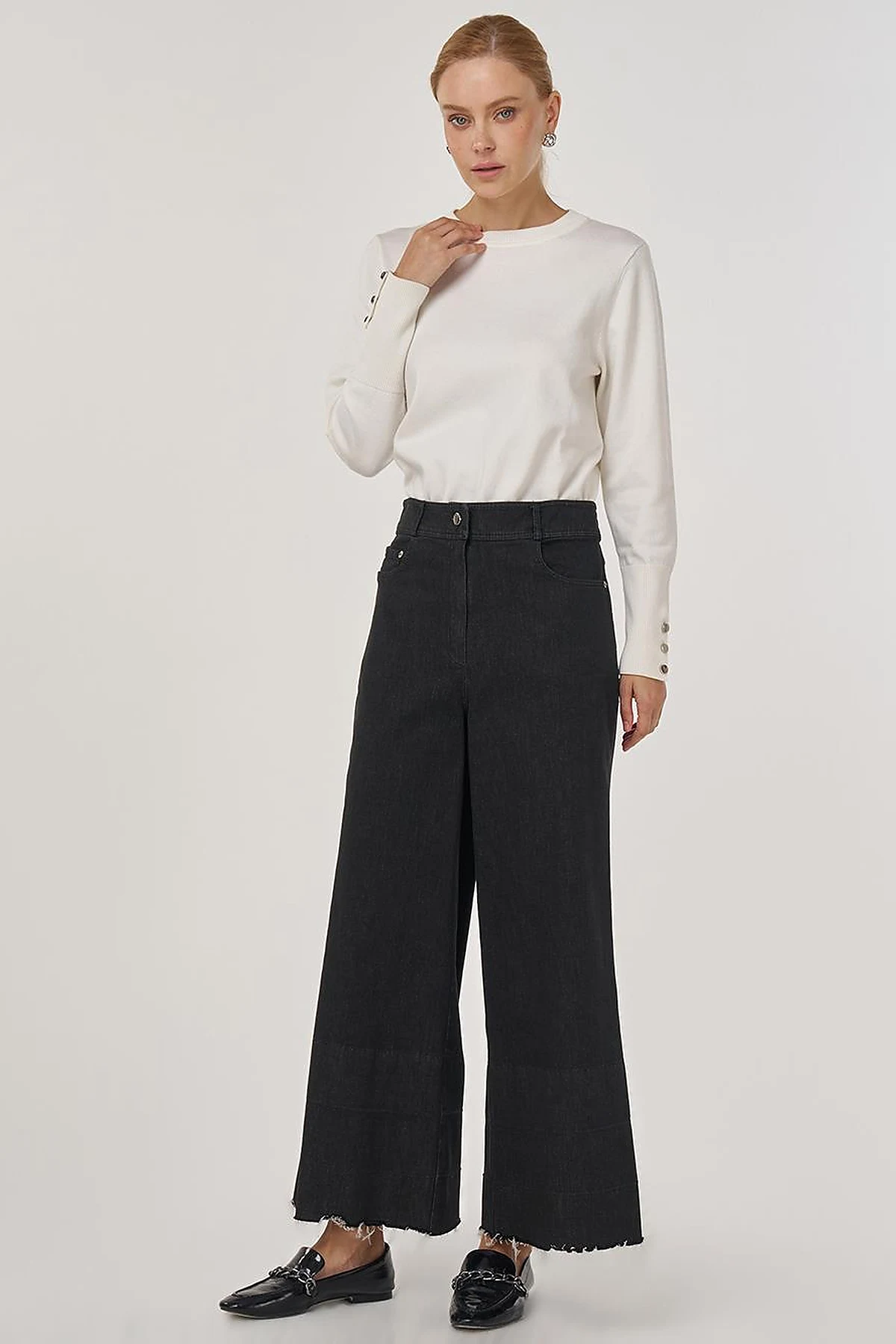 Pocket Detail Marine Fit Denim Pants Black