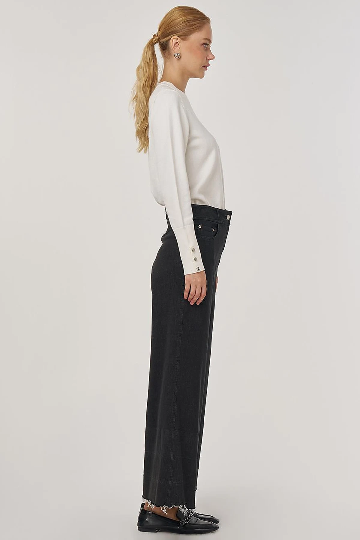 Pocket Detail Marine Fit Denim Pants Black