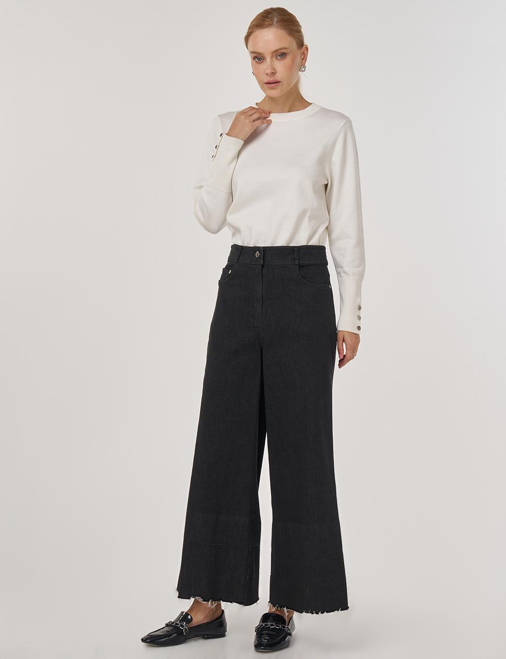 Pocket Detail Marine Fit Denim Pants Black