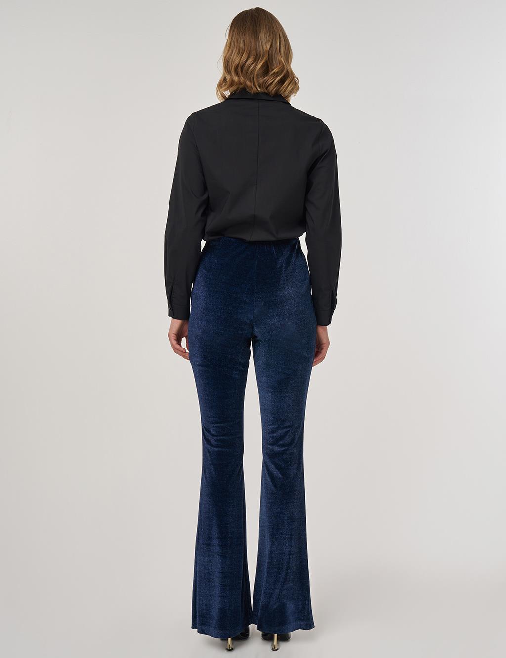Flared Velvet Pants Navy