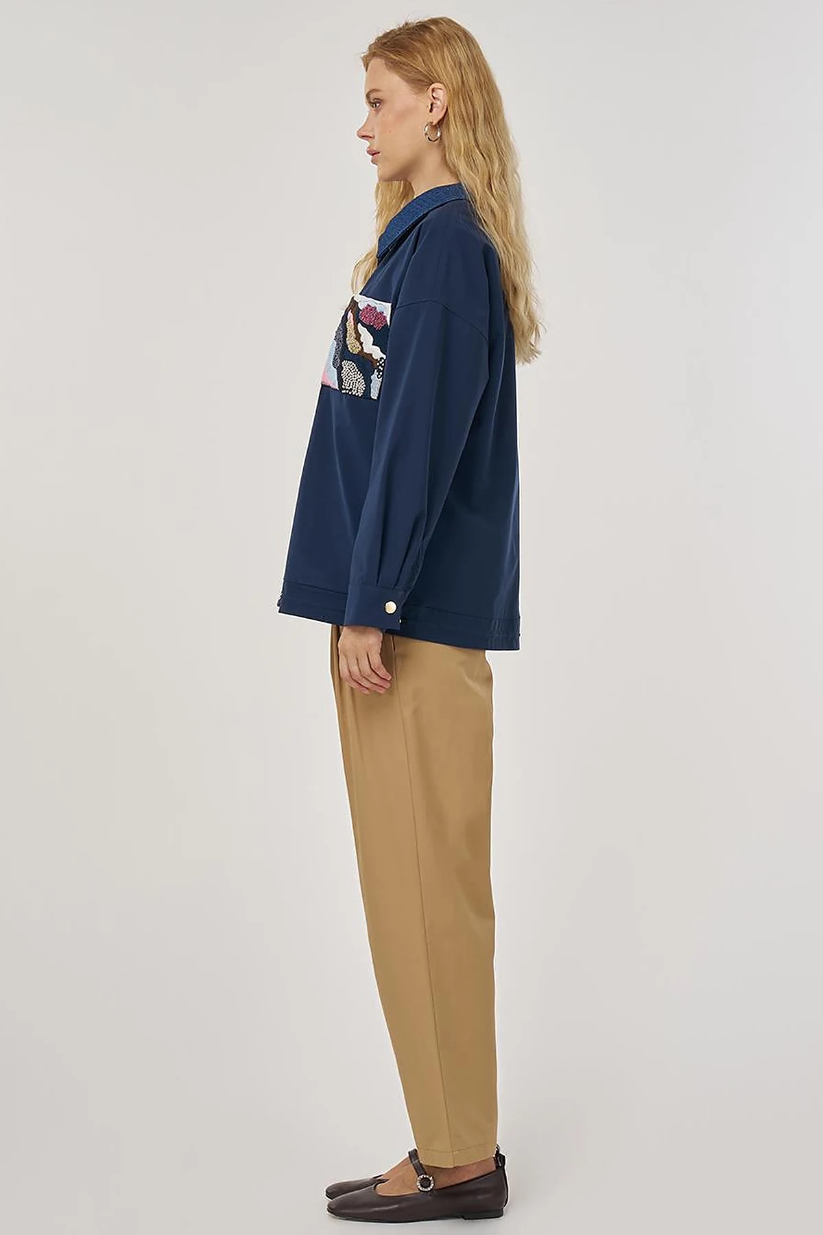 Embroidered Short Jacket – Dark Navy 
