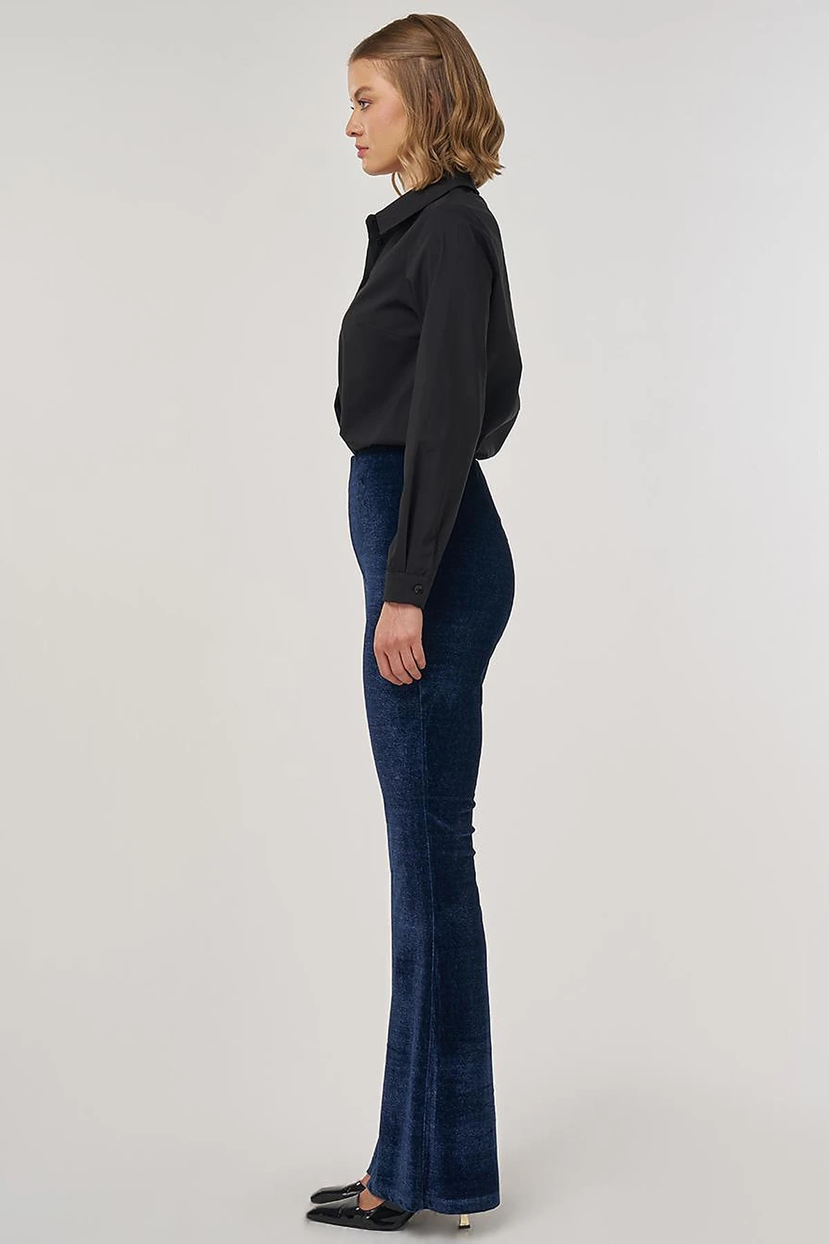Flared Velvet Pants Navy